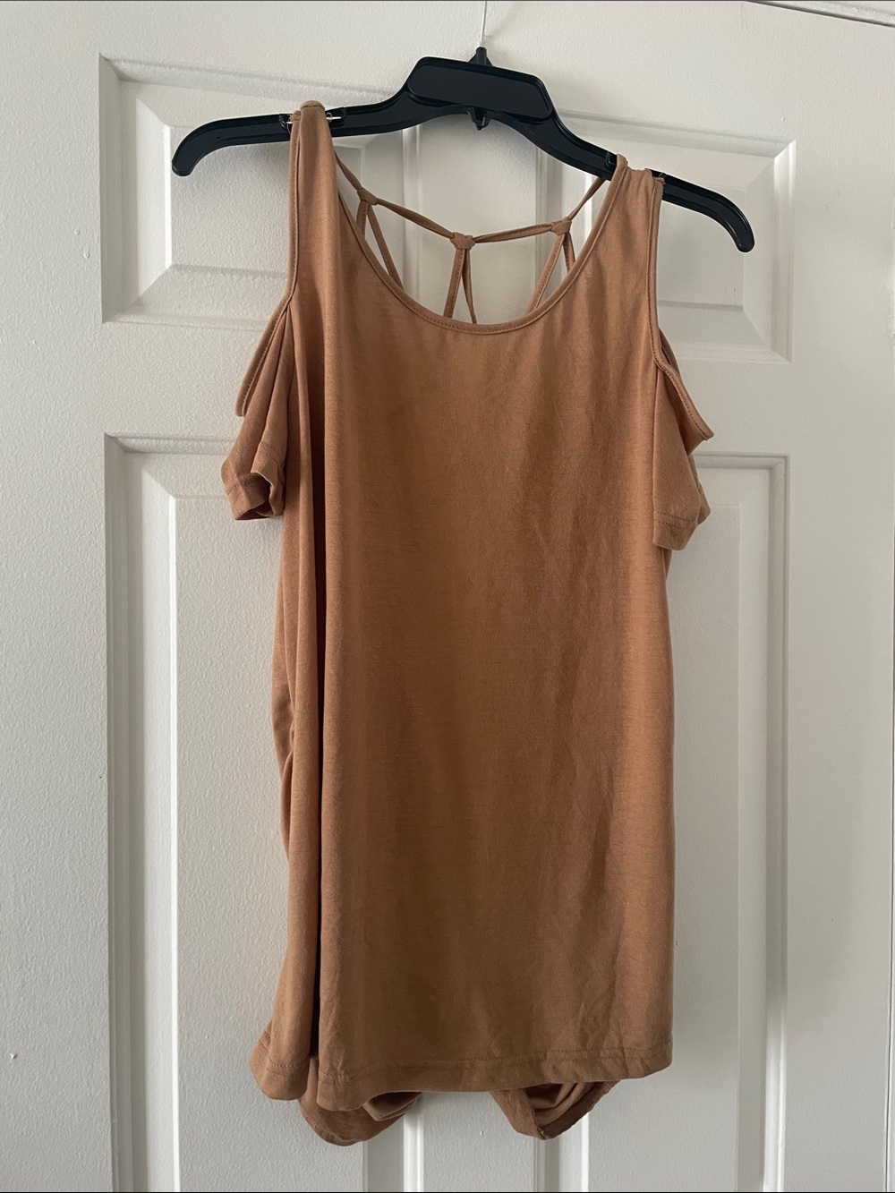SHEIN Cold-Shoulder Strappy Back Tank Top - Brown